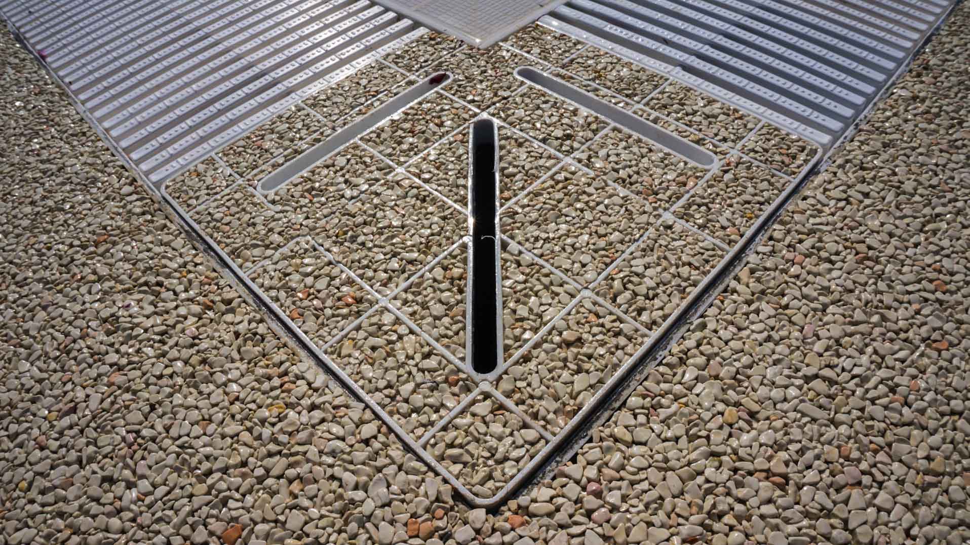 marble pebble paving system detail