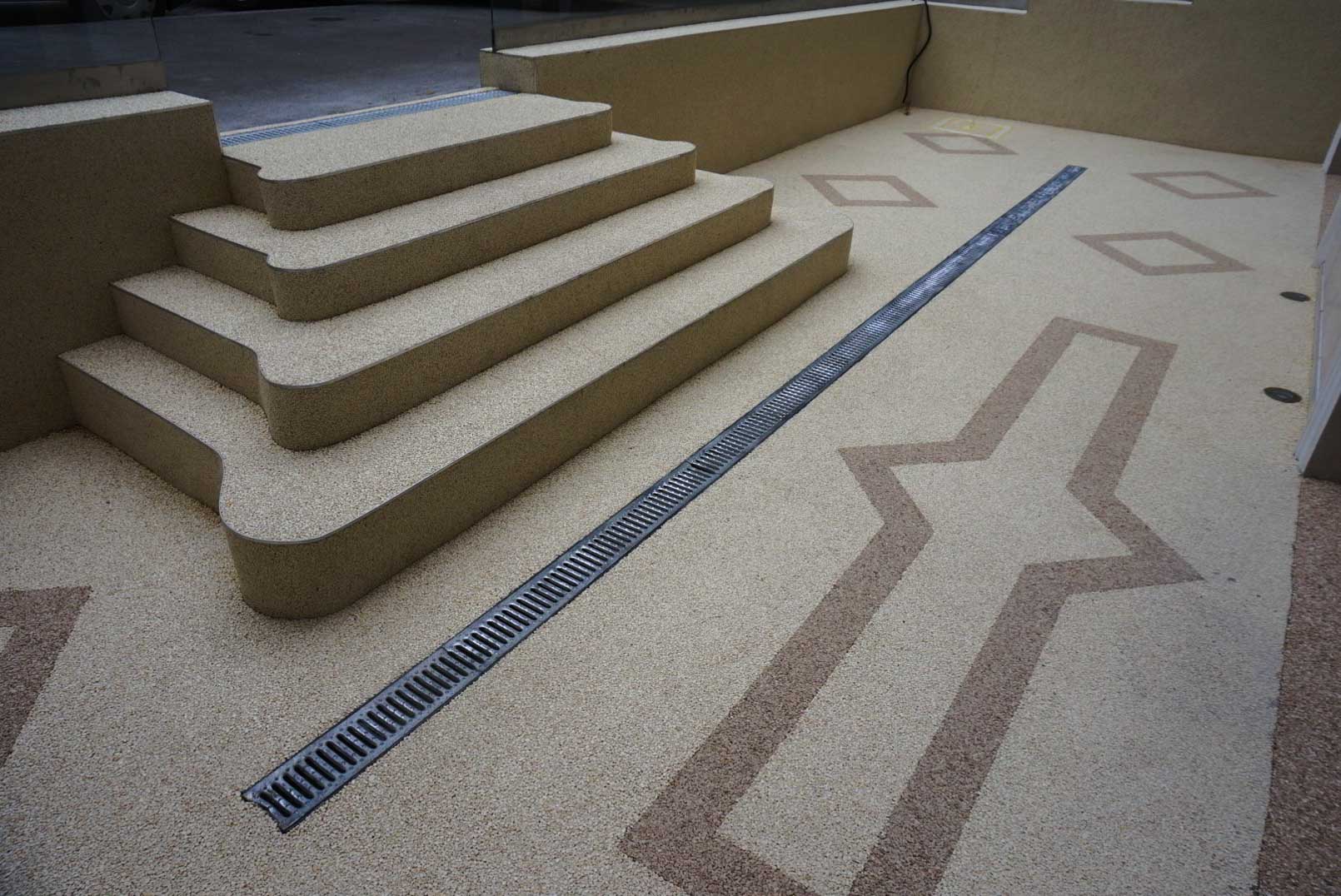 modern outdoor stairs with stone carpet
