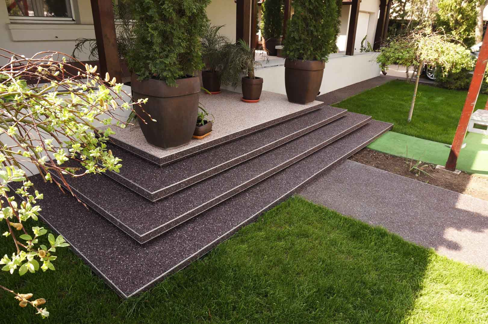 steps with natural stone carpet
